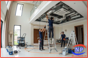 Thi công điều hòa âm trần nối ống gió cho biệt thự