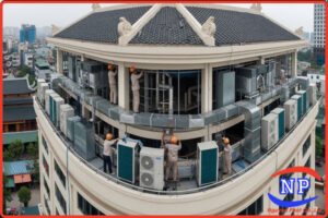 Thi công điều hòa âm trần nối ống gió cho cao ốc