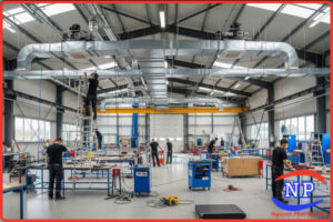 Thi công điều hòa âm trần nối ống gió cho nhà xưởng