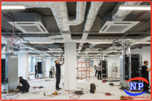 Thi công điều hòa âm trần nối ống gió cho công ty