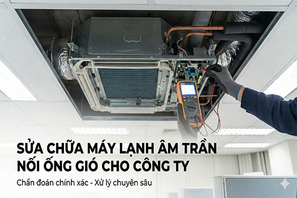 Sửa chữa máy lạnh âm trần nối ống gió cho công ty