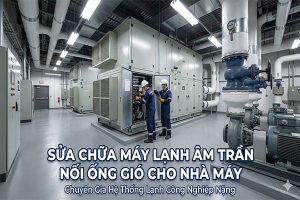 Sửa chữa máy lạnh âm trần nối ống gió cho nhà máy