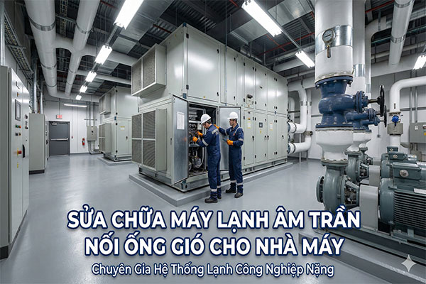Sửa chữa máy lạnh âm trần nối ống gió cho nhà máy